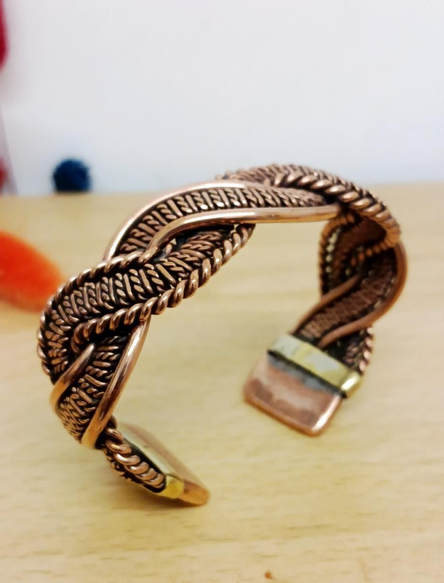 Bracelet manchette cuivre tressé