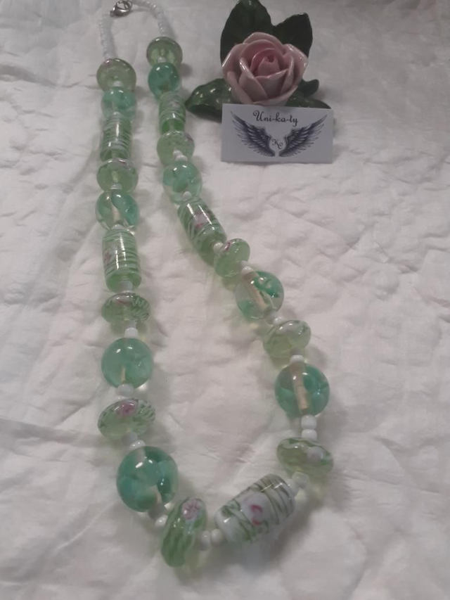 Vintage Glasperlenkette grün