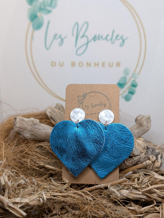 Boucles d&#039;oreilles Coeur ❤️ bleu dc010