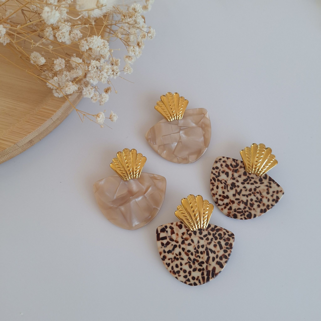 Boucles d'oreilles Coquillage et éventail en acétate