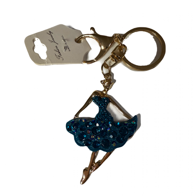 Blue rhinestone dancer Keyring 