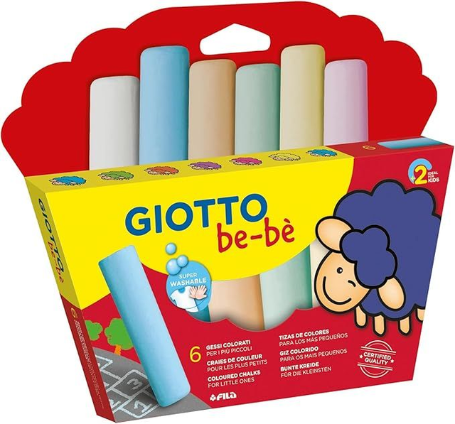 IOTTO BEBE' - Astuccio Da 6 Supergessi, Grandi, Dermatologicamente Testati