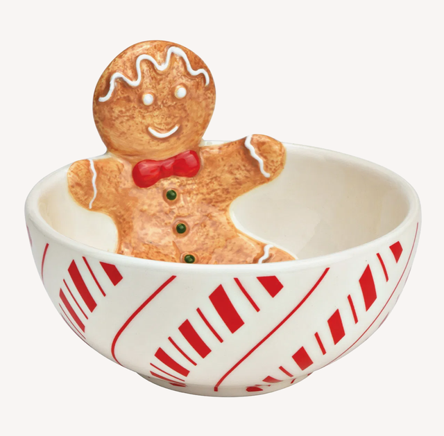 Gingerbread figuur kom, rood/wit/bruin