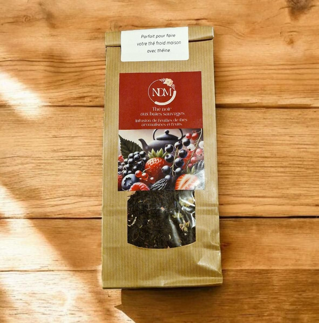 Thé noir aux baies sauvages les 100g chaud ou glacé - infusion de feuilles de thés aromatisées et fruits.