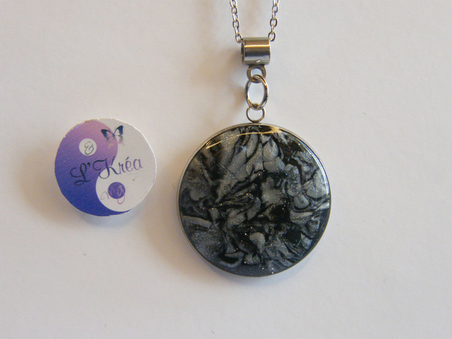 Cabochon Noir/Gris/Blanc