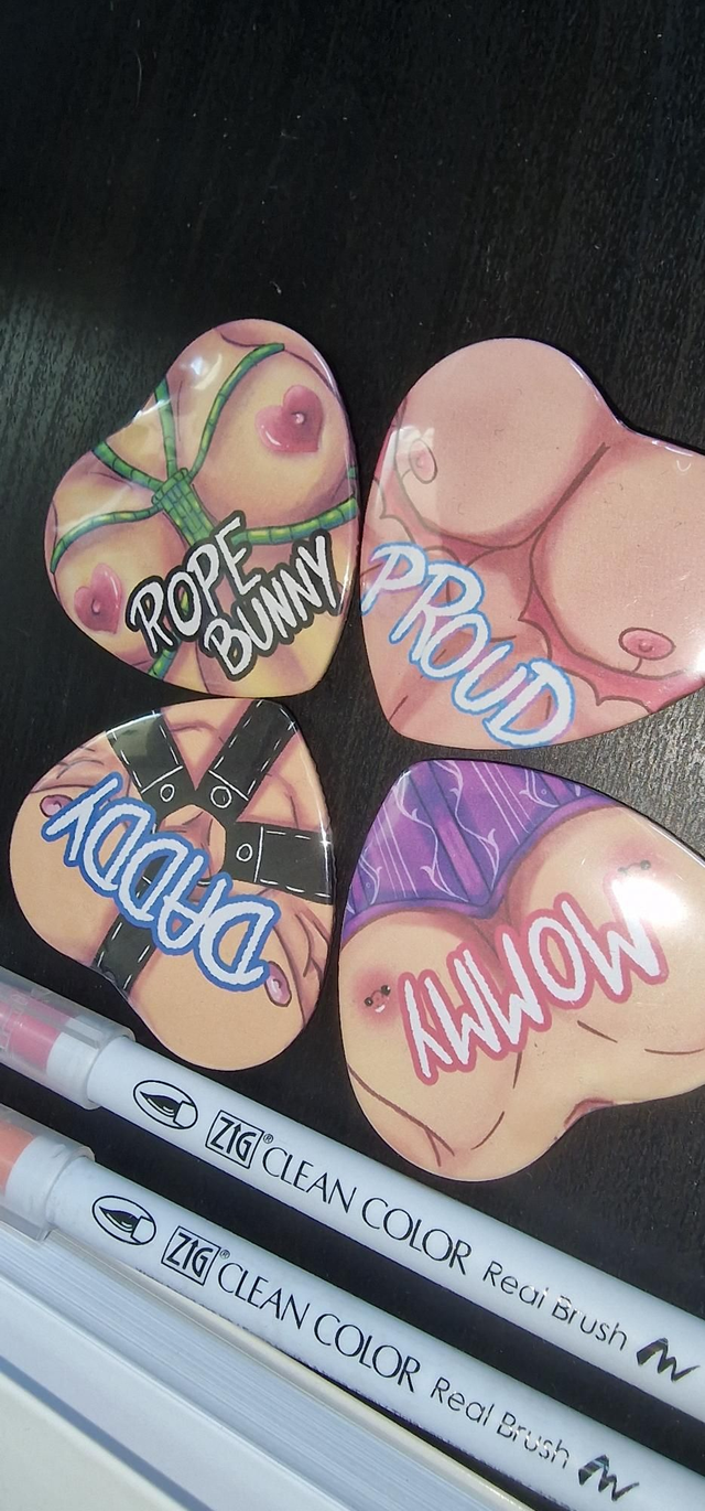 Spicy Heart Shaped Buttons, Transgender, Mommy, Daddy, Rope Bunny 