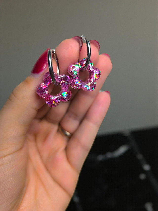 Pink Stardust Hoops - Interchangeable