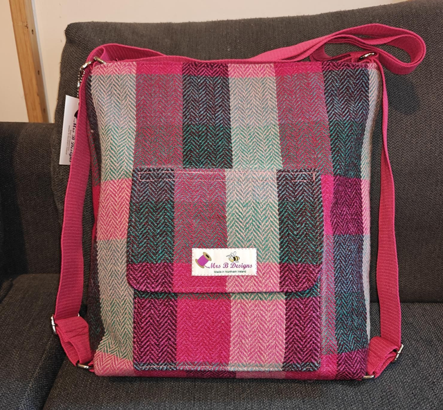 Scottish Tweed Pennine Hobo tote backpack 