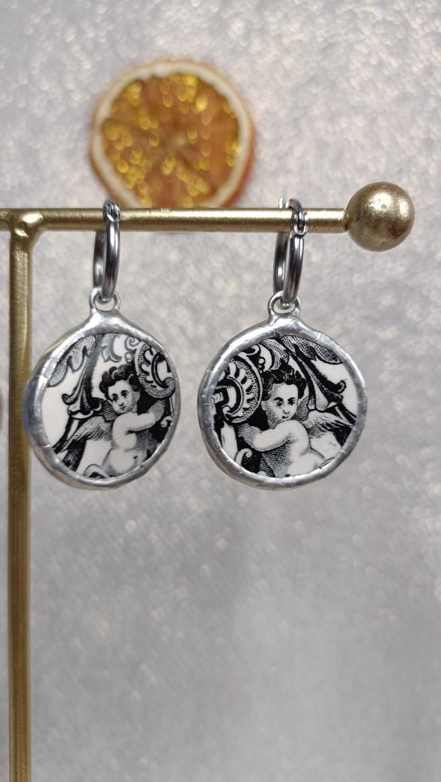 Boucles d&#039;oreilles Assiettes en céramique recyclées