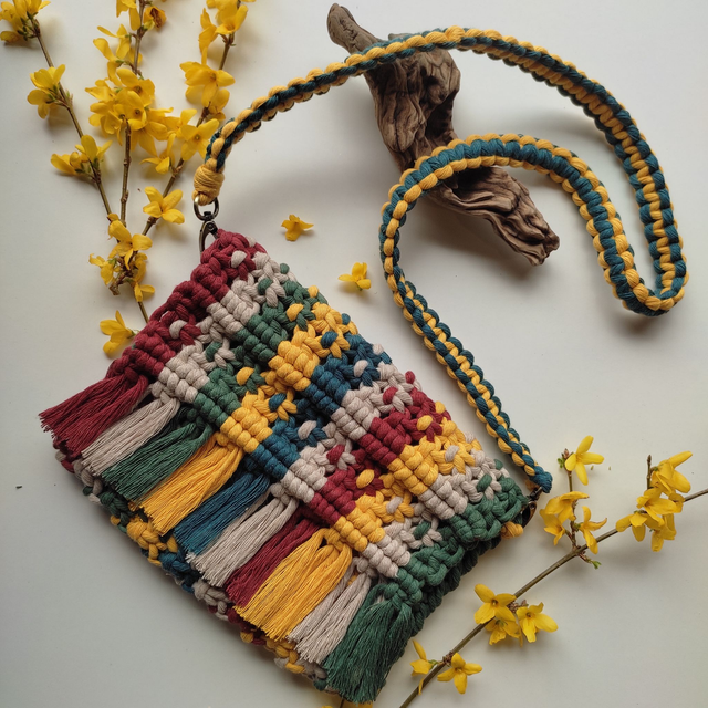 Sac à main en macramé - multicolore