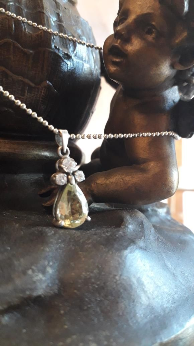 Pendentif béryl, zirconium,  argent 925