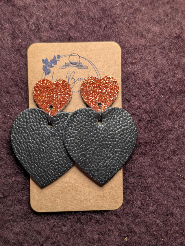 Boucles d'oreilles Louise noir ginger paillettes lo005