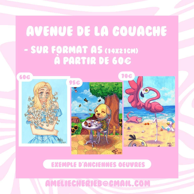 Gouache format A5 à la commande