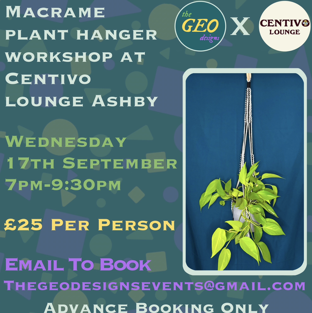 17th September Macrame Workshop At Centivo Lounge Ashby