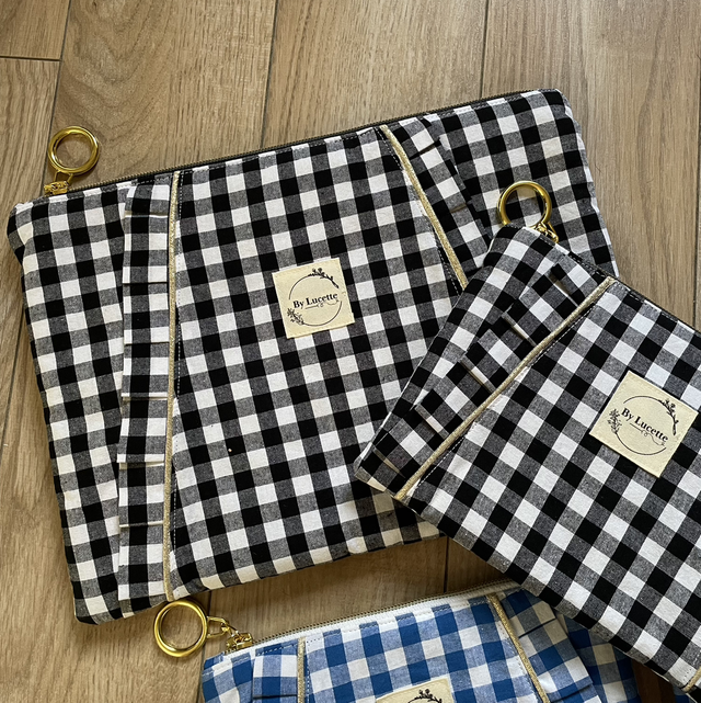 Grande trousse à volants Vichy Noir