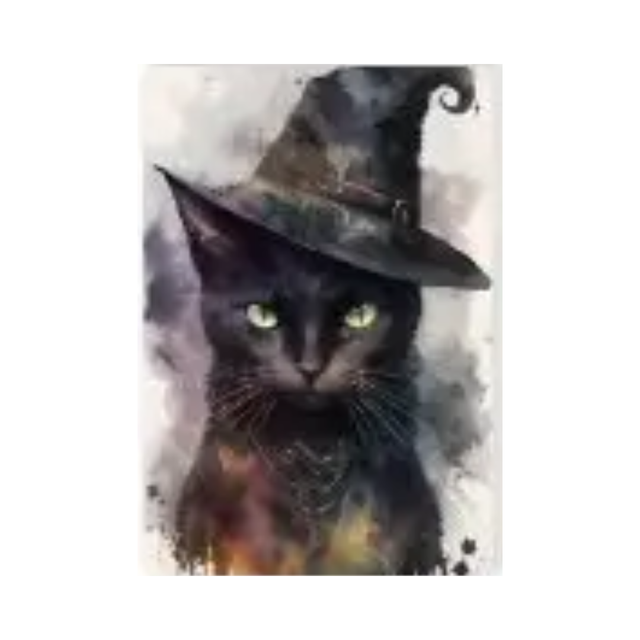Moonlit Familiar Witch Cat Greeting Card