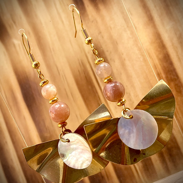Boucles Bali Pierre de Lune Pêche 