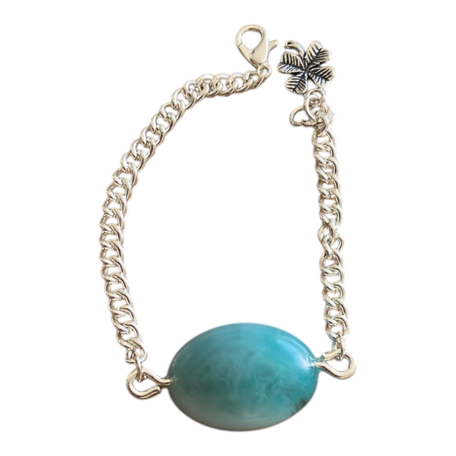 Bracelet  en résine bleu turquoise  
