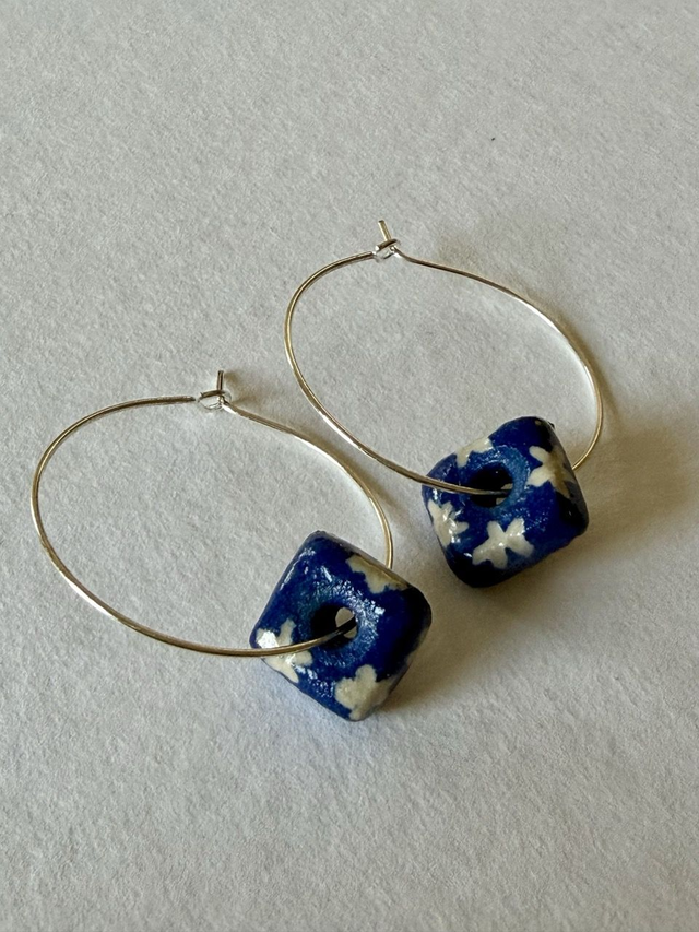 Midnight Cloud Squared Loop Earrings