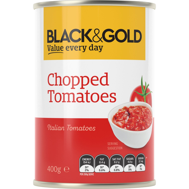 Black & Gold Chopped Tomatoes 400g