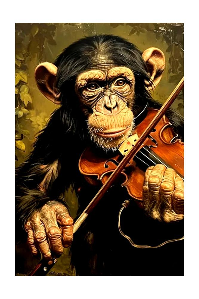 Monkey Violin Animals Art Print