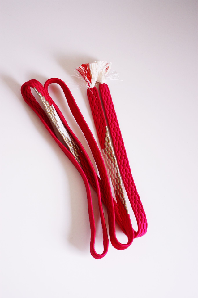 Magenta Pink Obijime, Silk Belt, Japanese accessories, Kimono Obijime