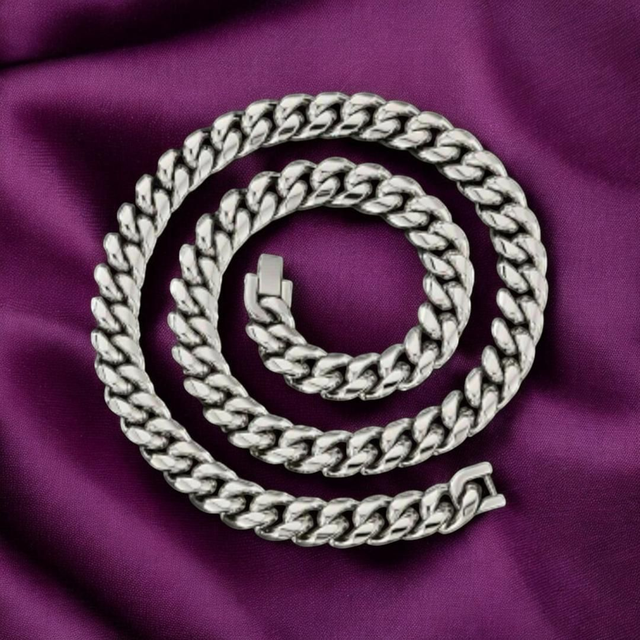 Chaîne Cubaine Miami 10 mm en Acier Inoxydable - Bijou Hip-Hop pour Hommes