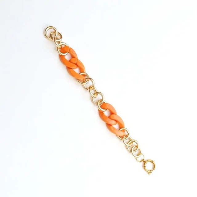 Bracelet chunky orange doré – Collection Altissima – Bijou moderne doré à l’or fin 24k