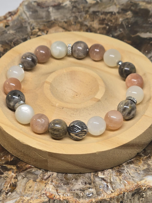 Bracelet Pierre de lune multicolore 1 cm 