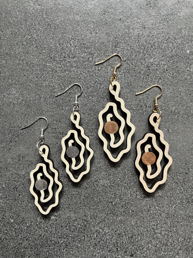 Earrings Lasercut Vulva Pearls