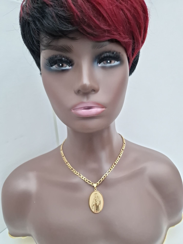 Collier Médaillon Vierge Marie Et Enfant Jésus Acier Inoxydable Doré