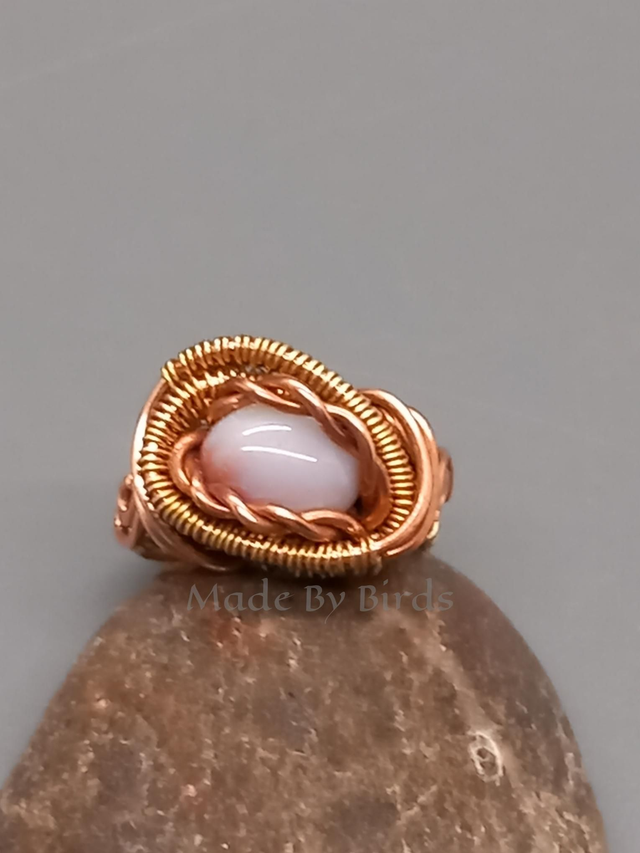 Copper & Brass Fancy Jasper Wire Wrapped Weaved Ring