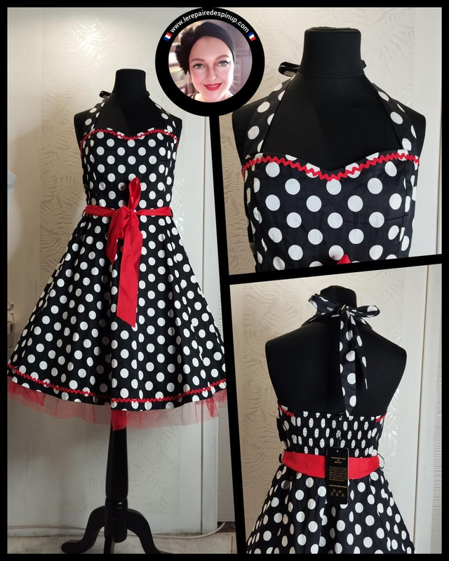 Robe dos-nu Ilover noir polka T44