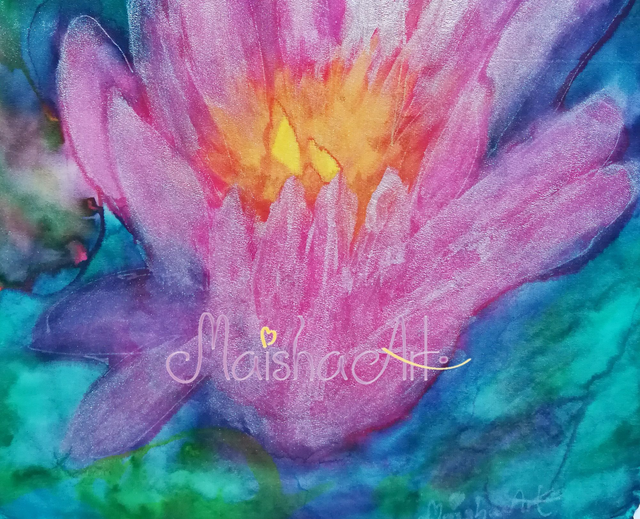 Unikaten, Ročno poslikan Svilen Robček, Lokvanj 