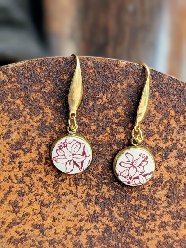 Boucles d'oreilles en porcelaine recyclée