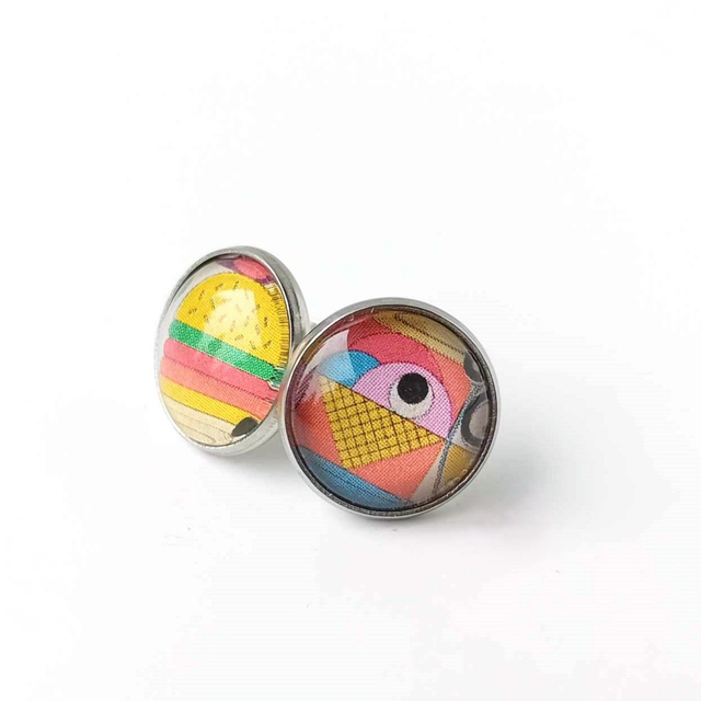 Puces d'oreilles en PAPIER recyclé - Fast Food - Pièces Artisanales et Uniques