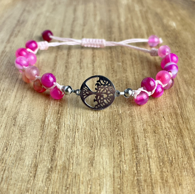 Bracelet croisé - Agate rose