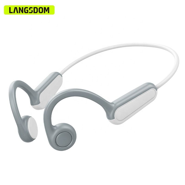 Langsdom Casque BE13 Gris à conduction osseuse de haute qualité écouteurs Bluetooth casques de jeu écouteurs antibruit pour le sport et l'entraînement