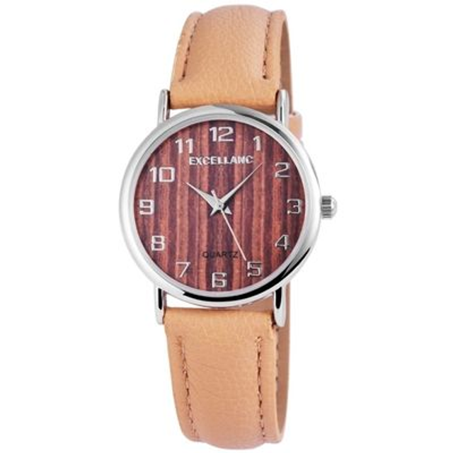montre femme marque Excellanc bracelet cuir marron