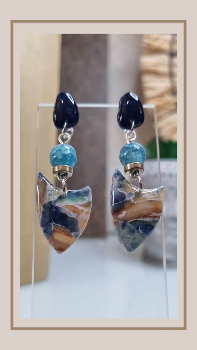 Boucles d'oreilles bleu océan goutte 
