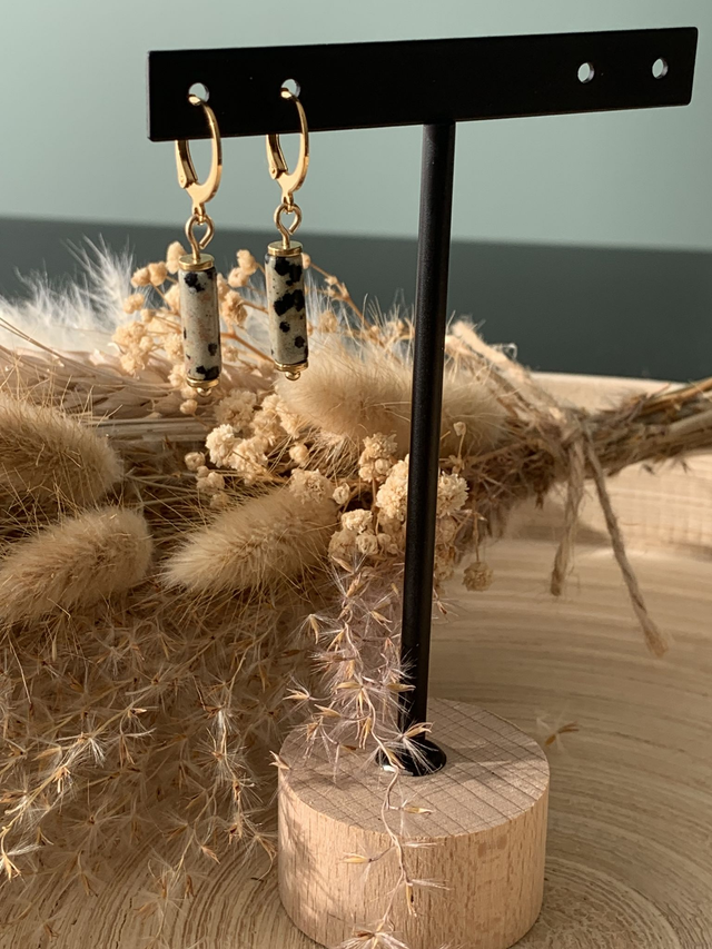 Boucles d'oreilles Auréline Jaspe Dalmatien