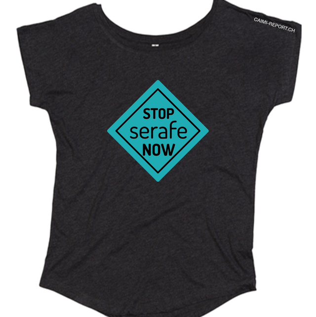 Ladies' Shirt, schwarz «STOP SERAFE NOW»