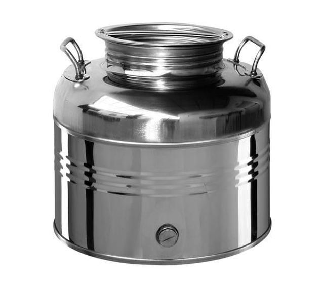 Bidone fusto contenitore per olio in acc. inox 18/10 da lt 30 