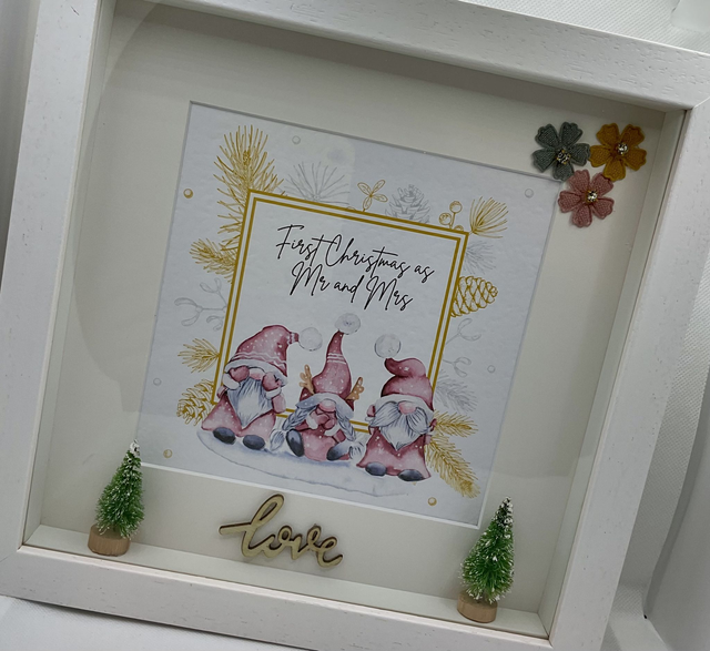 Personalised First Christmas as Mr&Mrs frame. Handmade gift.