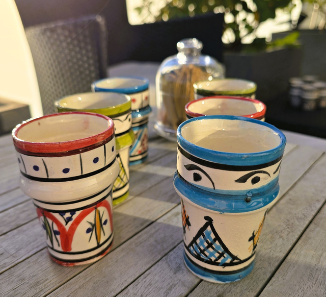 Lot de 6 verres "Zwak Beldi Hayati" traditionnels de Safi-Faits mains 