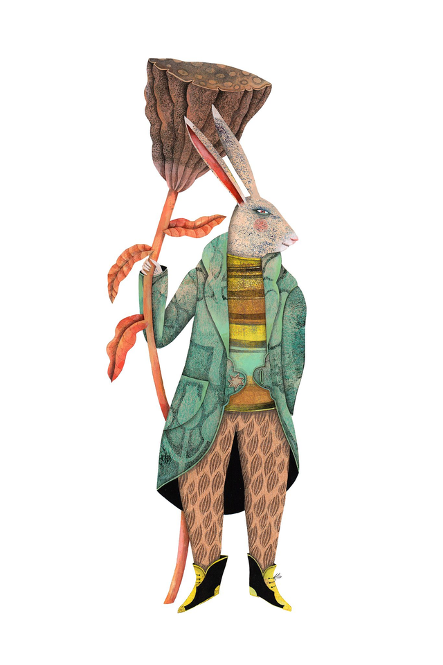 Lapin manteau bleu - Tirage d'art 