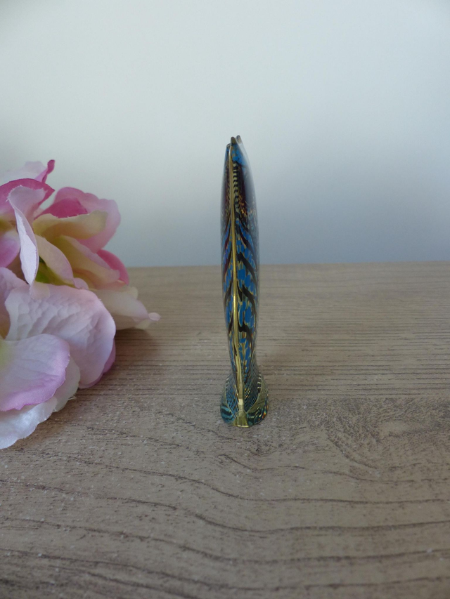 Vintage Abraham Palatnik Sculpture Figurine Hibou Oiseau Bleu et Noir Lucite Op Art