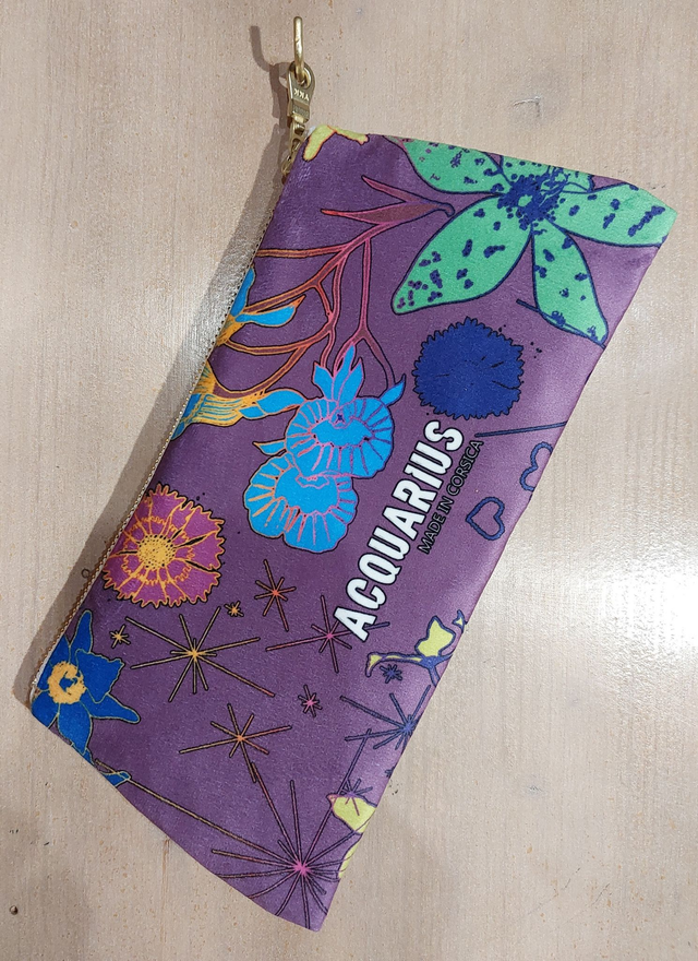 Orchidée Pourpre. Pochette et trousse en velours.