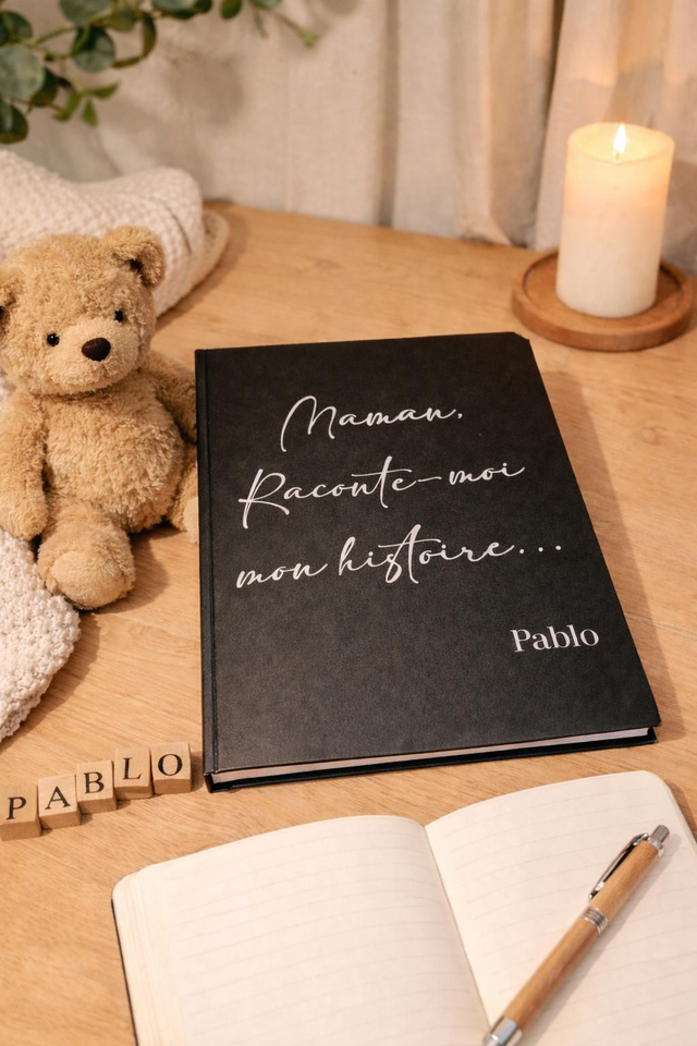 Livre personnalisé “Maman, raconte-moi mon histoire” – Couverture Noire – Avec Prénom Personnalisé