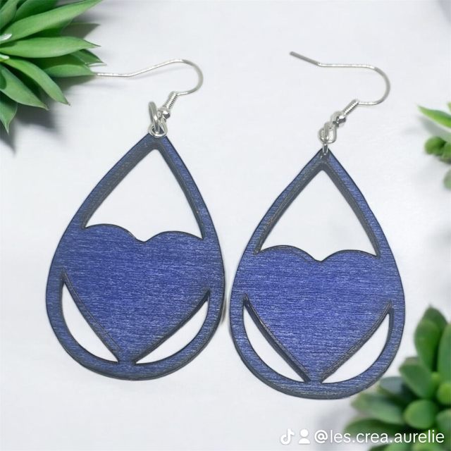 Boucles d'oreilles bois 100% création artisanale